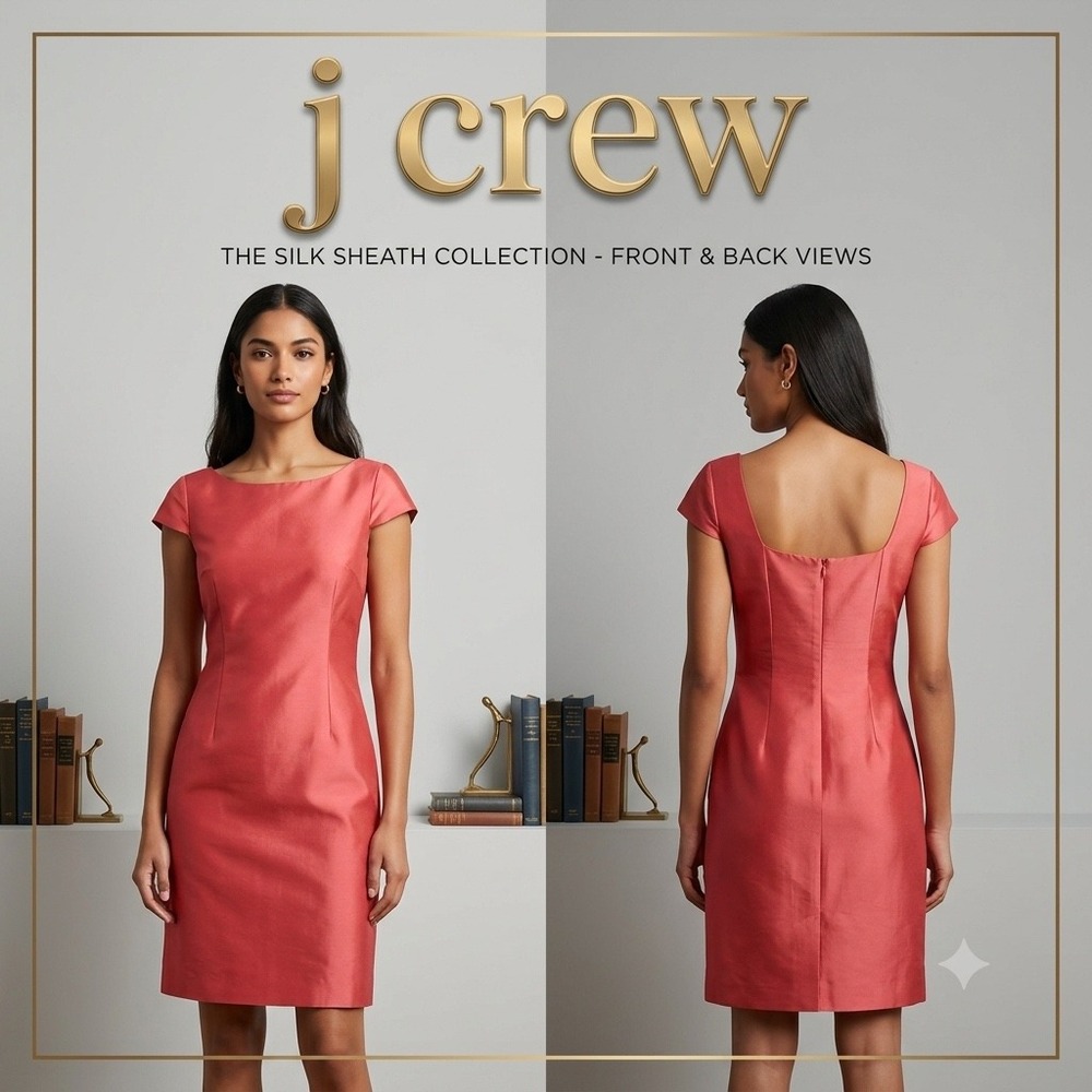 J. Crew Collection Silk‎ Sheath Dress Coral Pink Cap Sleeve Square Back Sz 6 NWT
